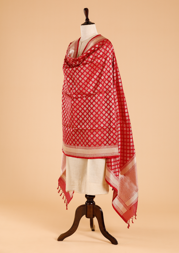 Maroon Butti Dupatta in Silk