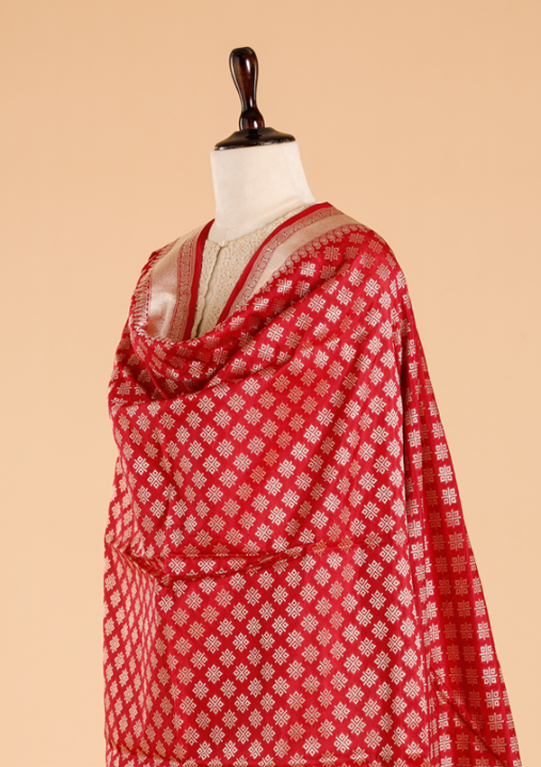 Maroon Butti Dupatta in Silk