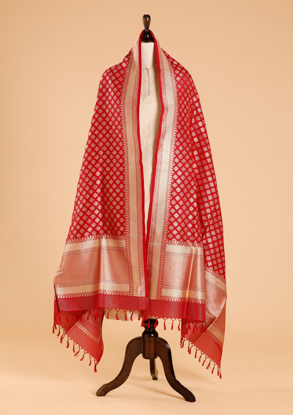 Maroon Butti Dupatta in Silk