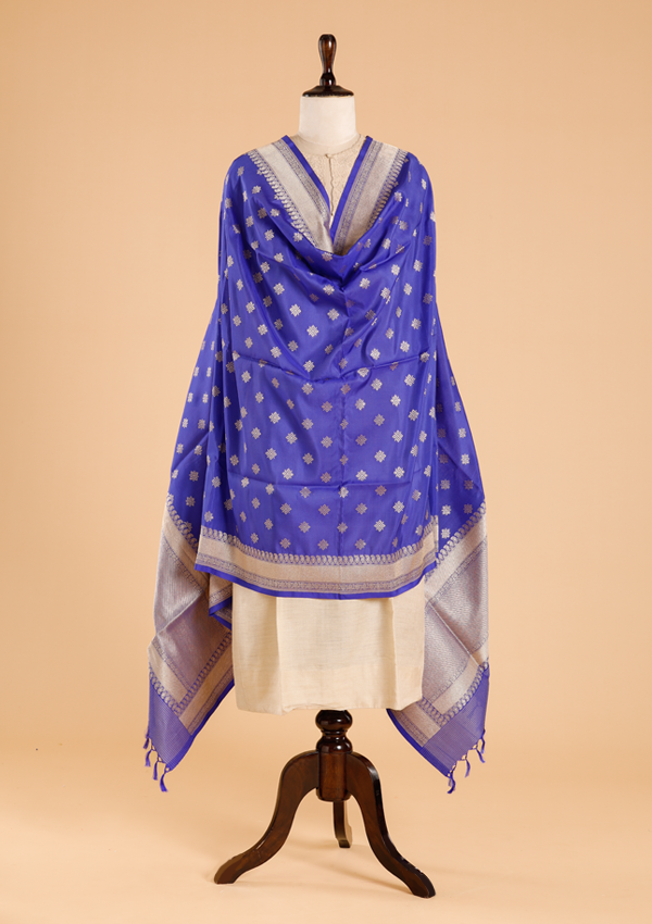 Royal Blue Butti Dupatta in Silk