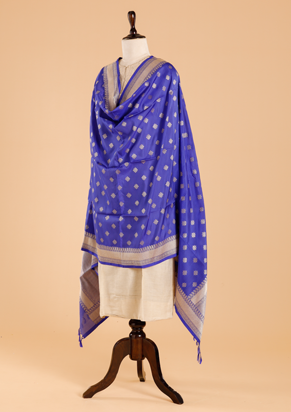 Royal Blue Butti Dupatta in Silk