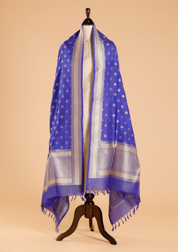 Royal Blue Butti Dupatta in Silk