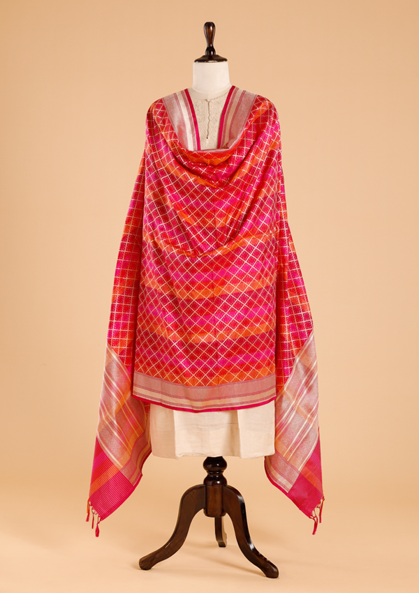 Rani Pink Rangkat Dupatta in Silk