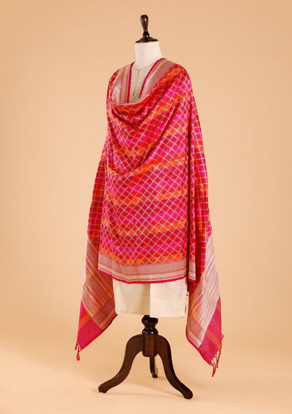 Rani Pink Rangkat Dupatta in Silk