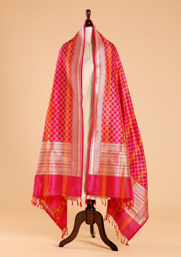 Rani Pink Rangkat Dupatta in Silk