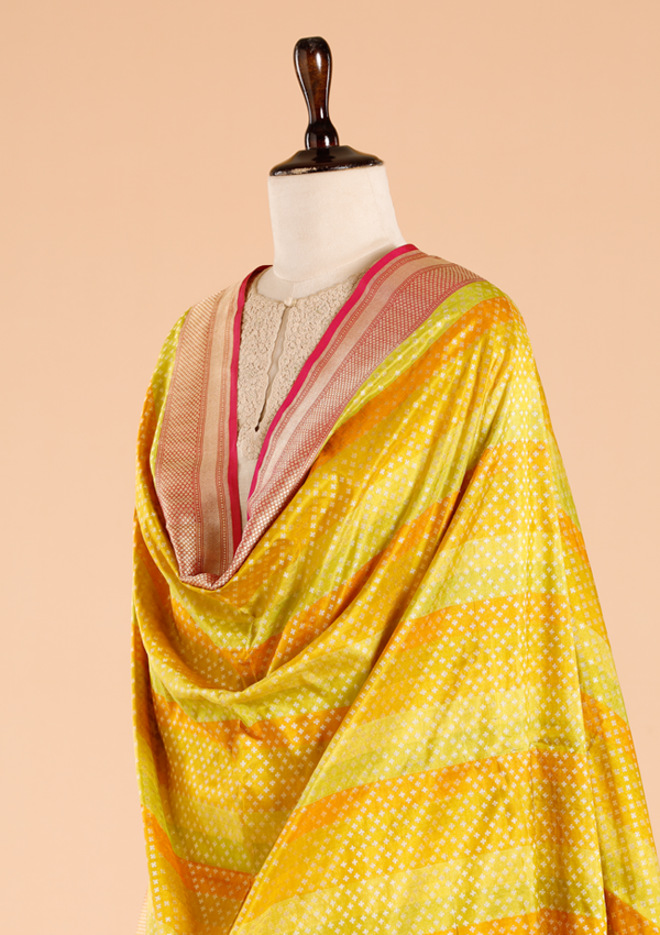 Lime Green Rangkat Dupatta in Silk