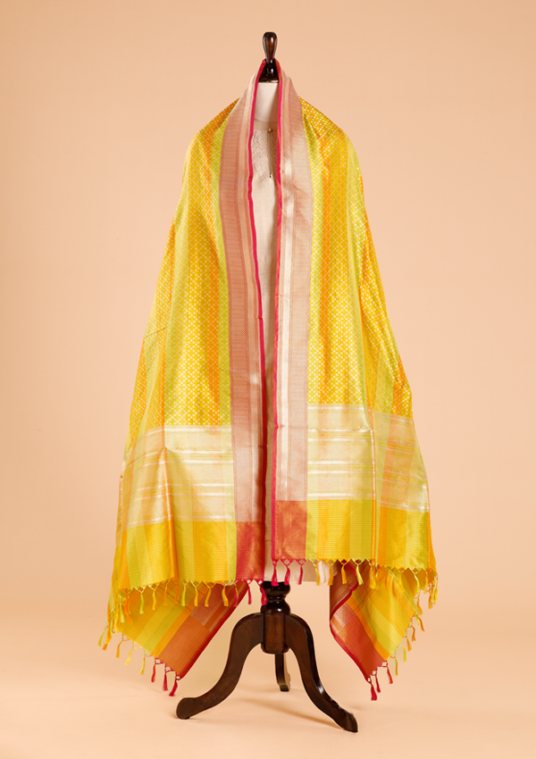 Lime Green Rangkat Dupatta in Silk