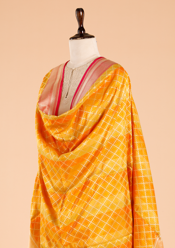 Yellow Rangkat Dupatta in Silk