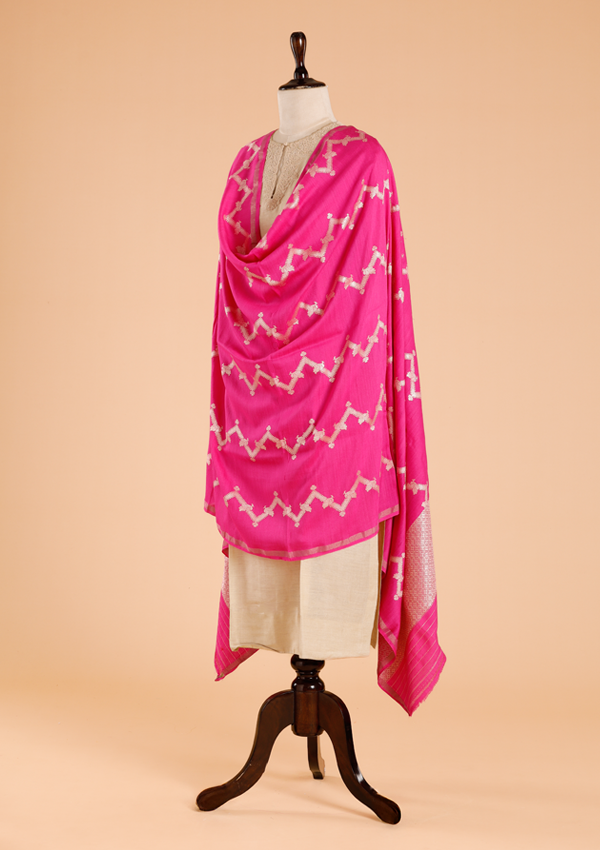 Rani Pink Lehariya Dupatta Georgette Tussar