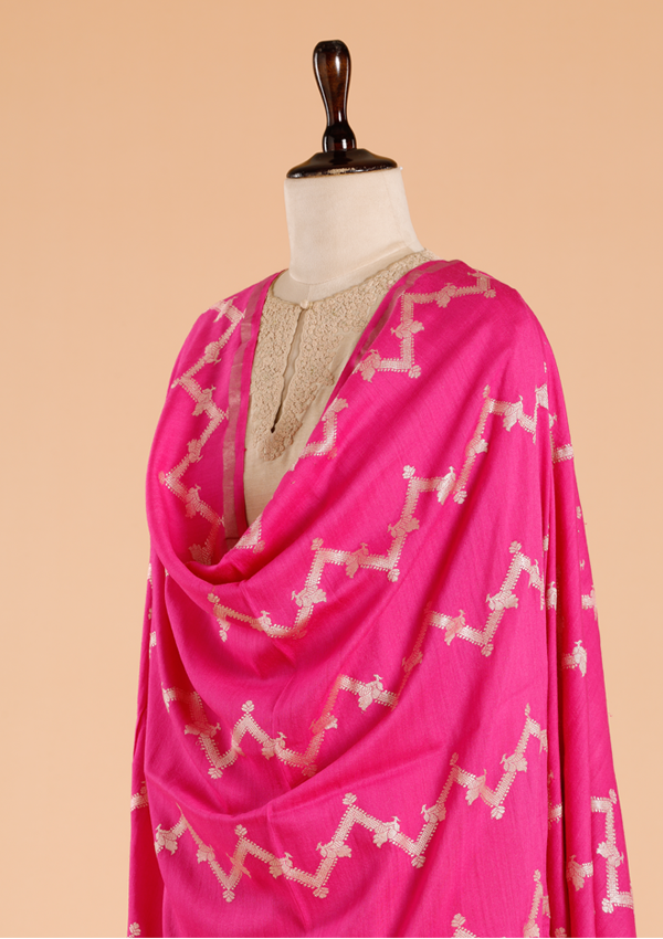 Rani Pink Lehariya Dupatta Georgette Tussar