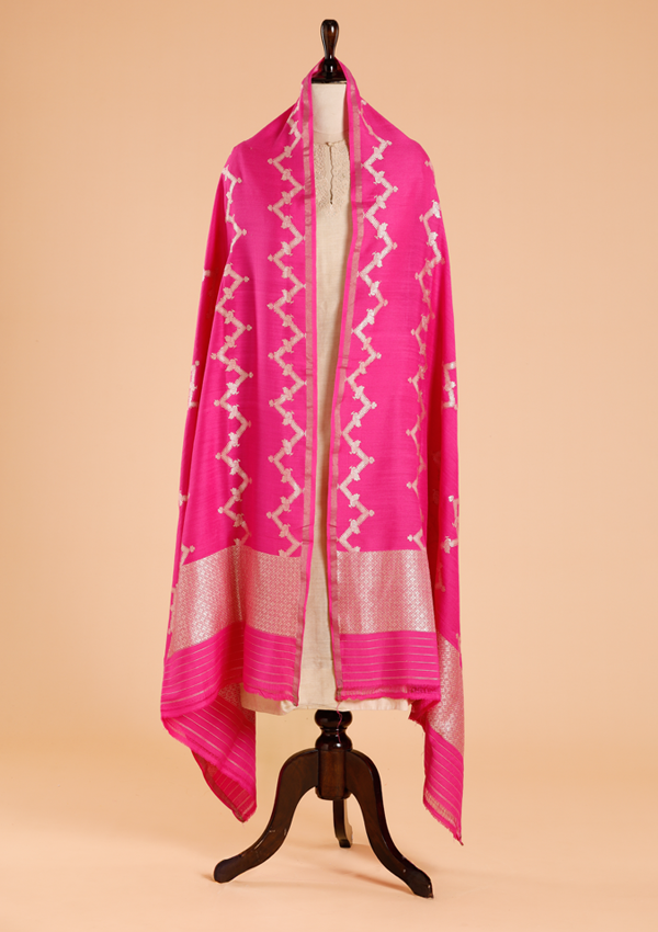 Rani Pink Lehariya Dupatta Georgette Tussar