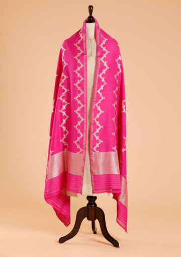 Rani Pink Lehariya Dupatta Georgette Tussar