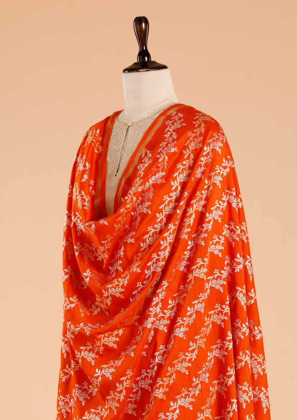 Orange Lehariya Dupatta in Georgette Tussar