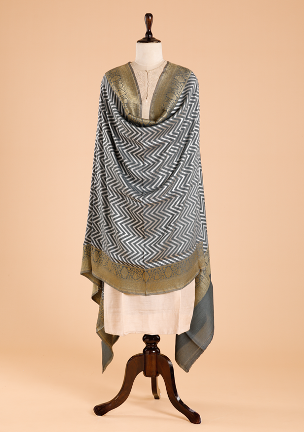 Grey Lehariya Dupatta in Georgette Tussar