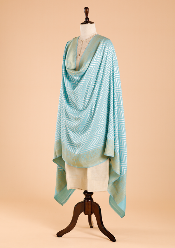 Firozi Lehariya Dupatta in Georgette Tussar