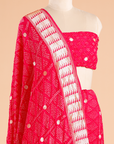 Rani Pink Butti Bandhani Saree in Georgette