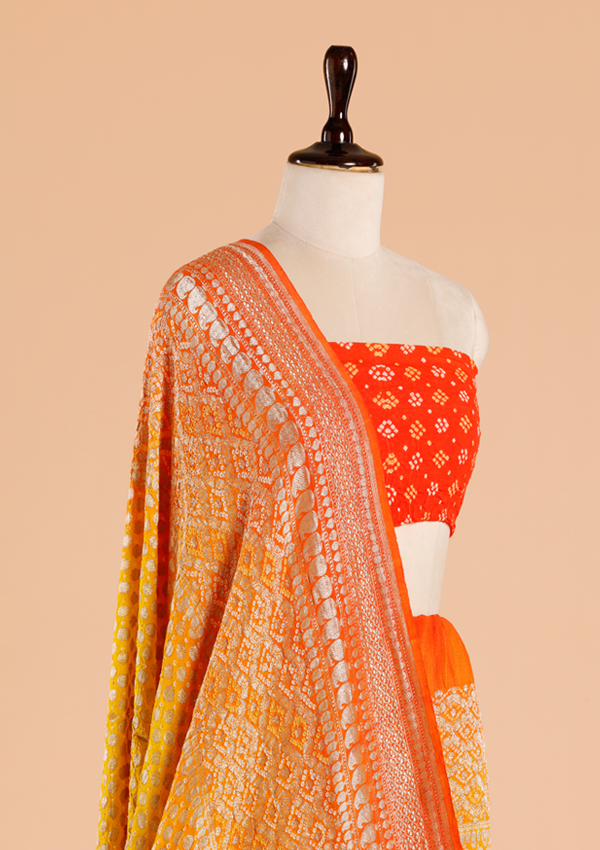 Yellow Butti Bandhani Saree in Georgette