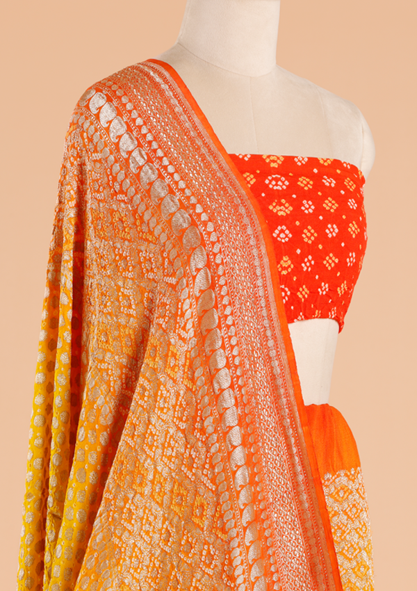 Yellow Butti Bandhani Saree in Georgette