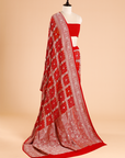 Red Gharchola Bandhani Saree in Georgette