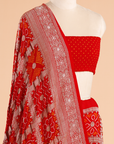Red Gharchola Bandhani Saree in Georgette
