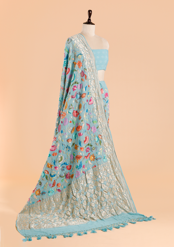 Firozi Jaal Bandhani Saree in Georgette