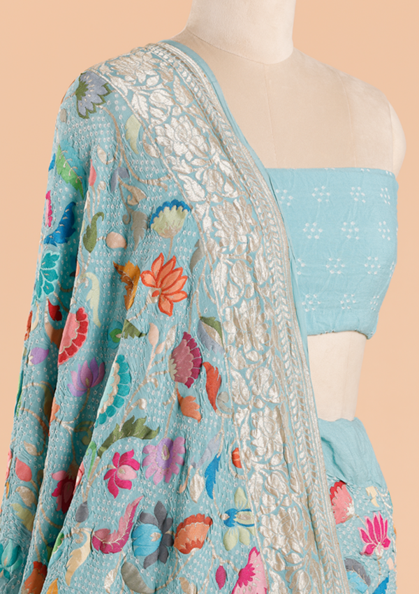 Firozi Jaal Bandhani Saree in Georgette