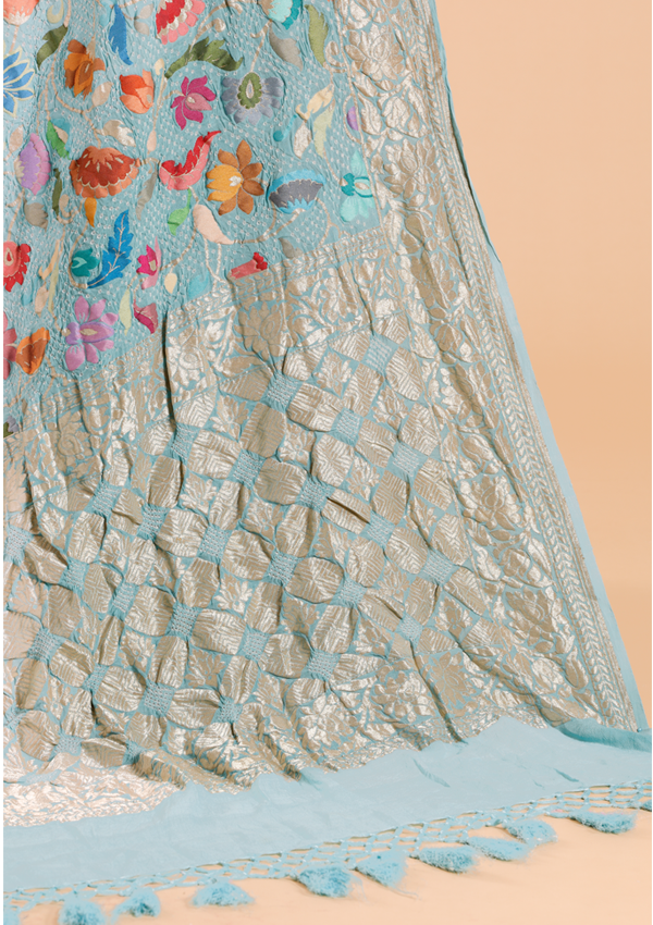 Firozi Jaal Bandhani Saree in Georgette