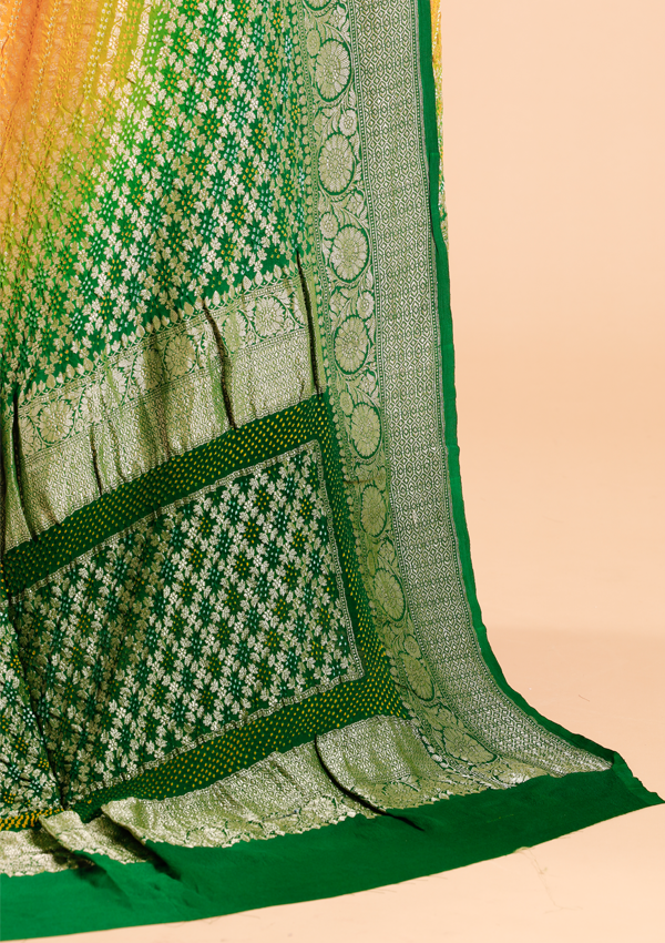 Yellow Jaal Bandhani Saree in Georgette