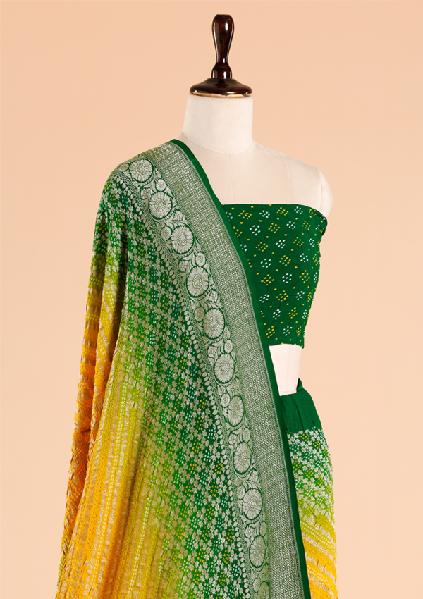 Yellow Jaal Bandhani Saree in Georgette