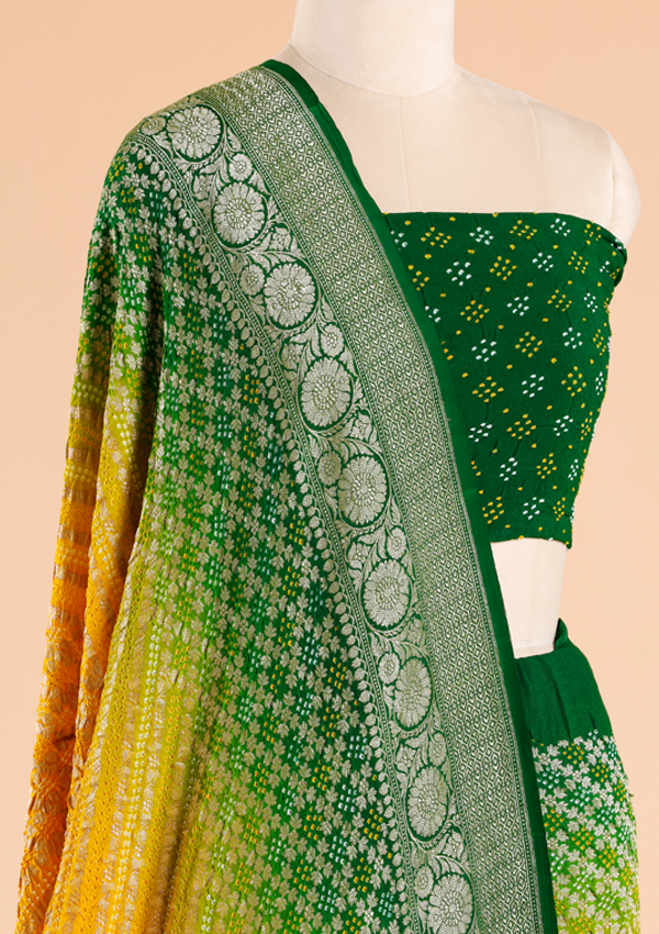 Yellow Jaal Bandhani Saree in Georgette