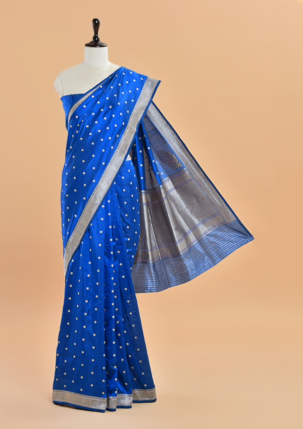 Navy Blue Butti Saree in Silk