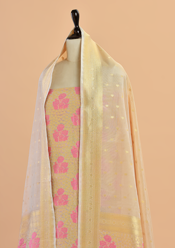 Off White Brocade Dress in Silk