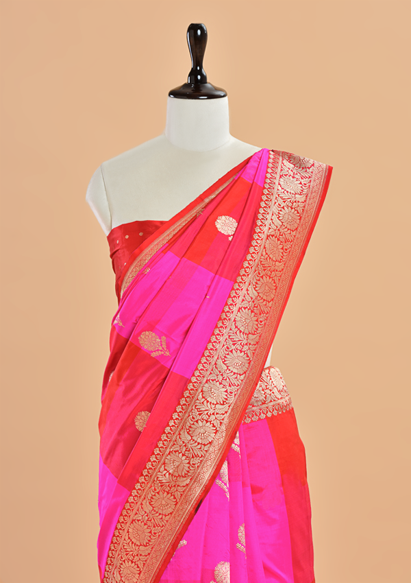 Orange Butta Saree in Silk