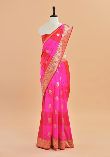 Orange Butta Saree in Silk