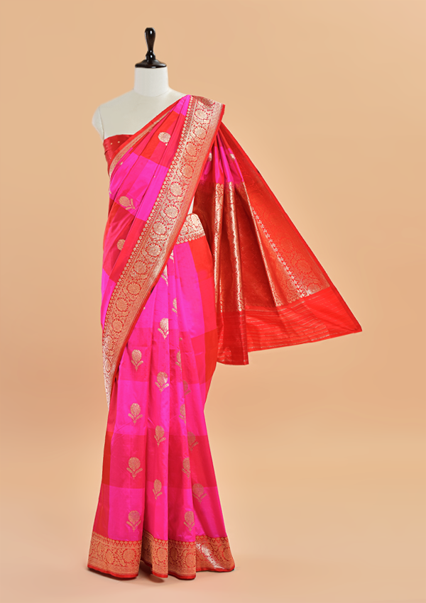 Orange Butta Silk Saree