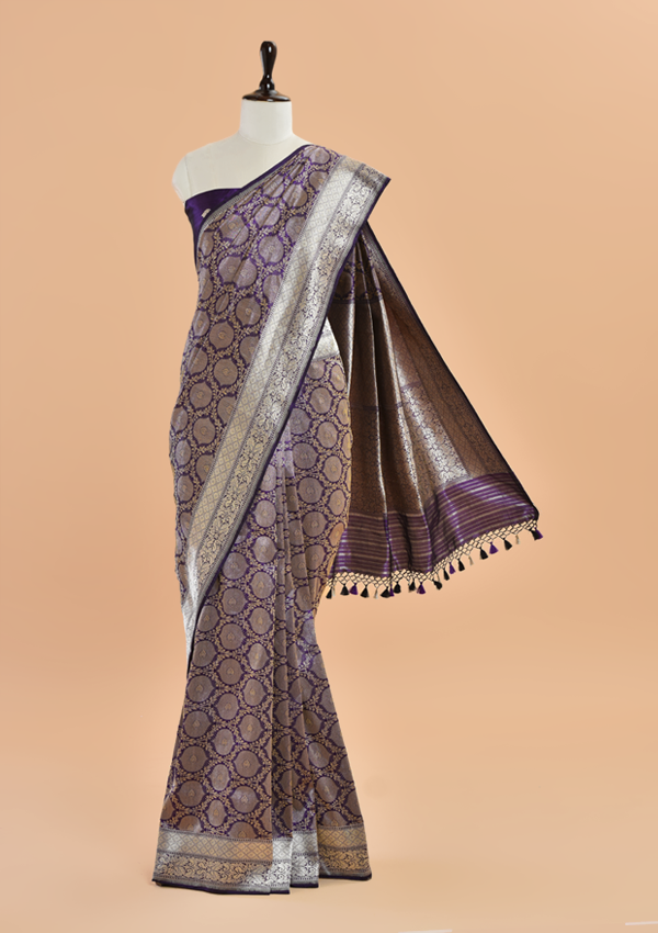 Purple Brocade Silk Saree