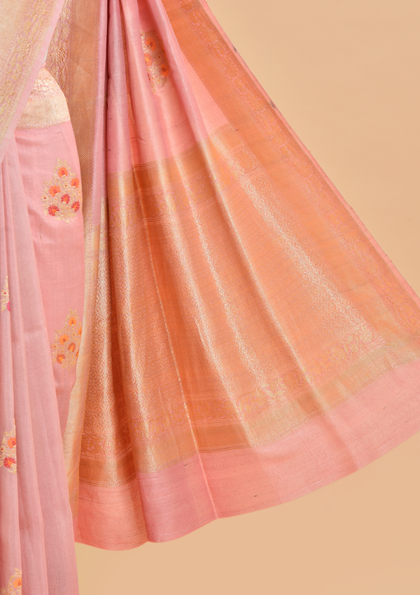 Light Pink Butta Saree in Georgette Tussar