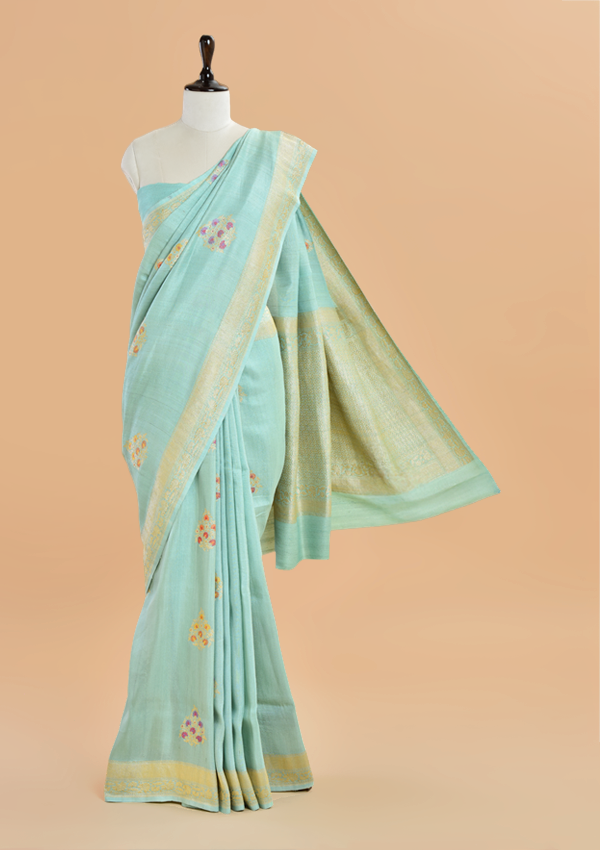 Seagreen Butta Saree in Georgette Tussar