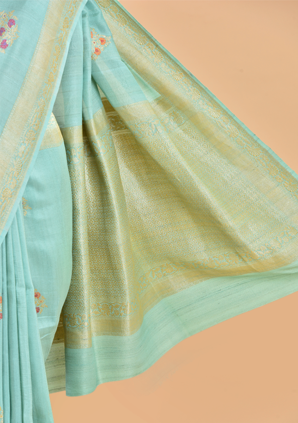 Seagreen Butta Saree in Georgette Tussar