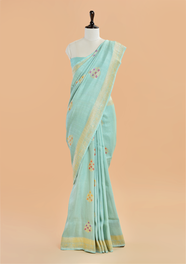 Seagreen Butta Saree in Georgette Tussar
