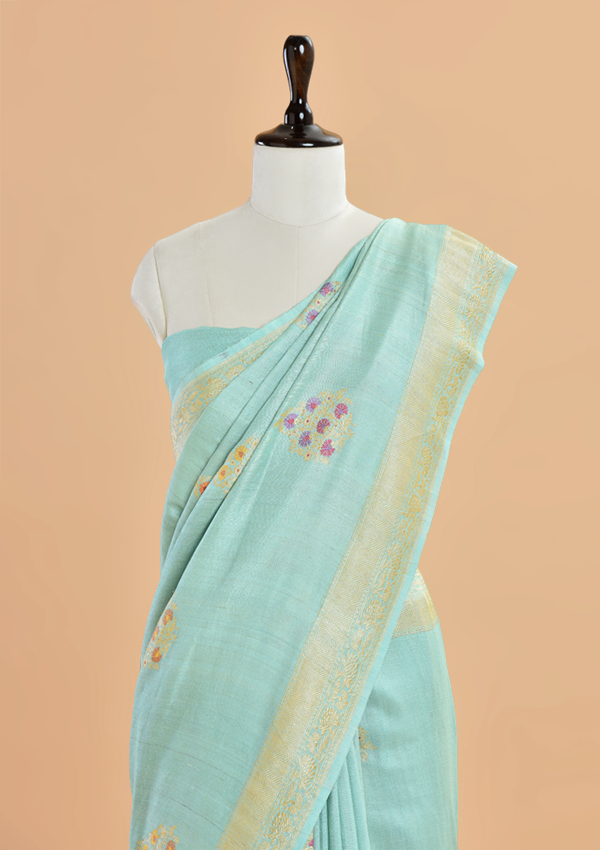 Seagreen Butta Saree in Georgette Tussar
