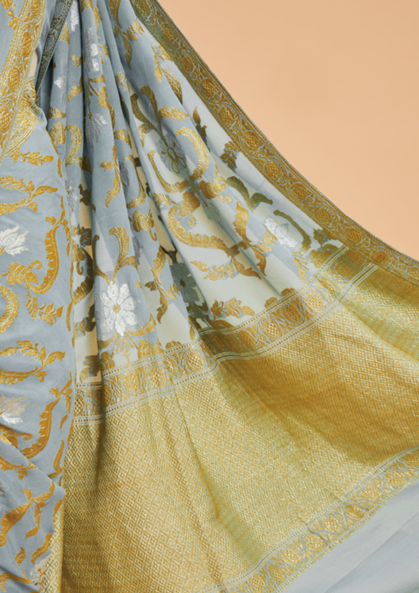 Sky Blue Jaal Saree in Georgette