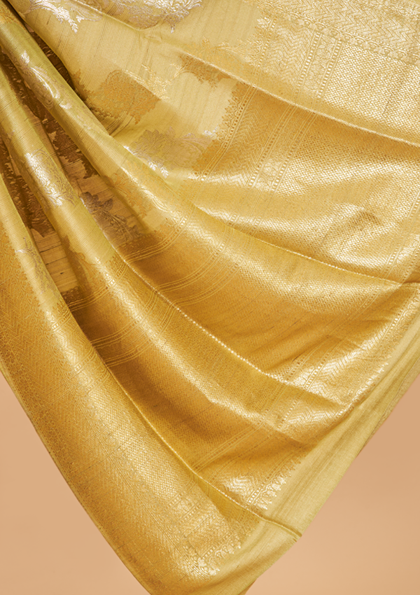 Pista Green Lehariya Saree in Georgette Tussar