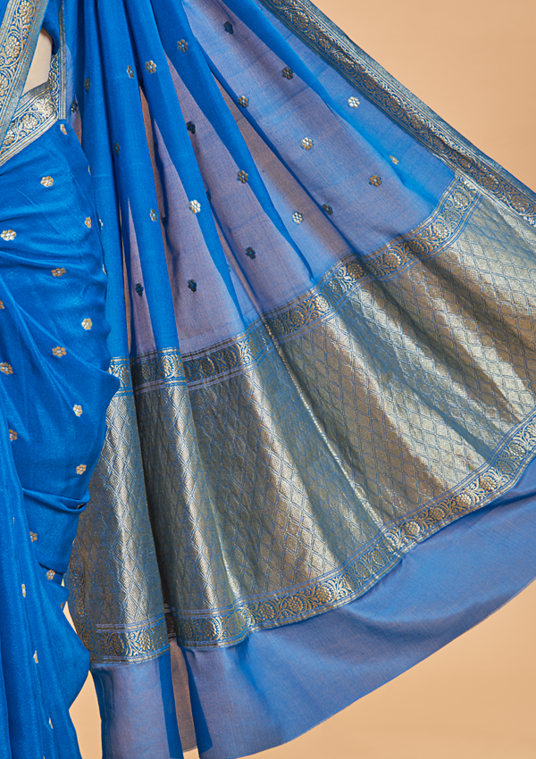 Royal Blue Butti Saree in Georgette