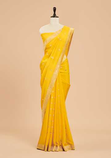 Yellow Butti Saree in Georgette
