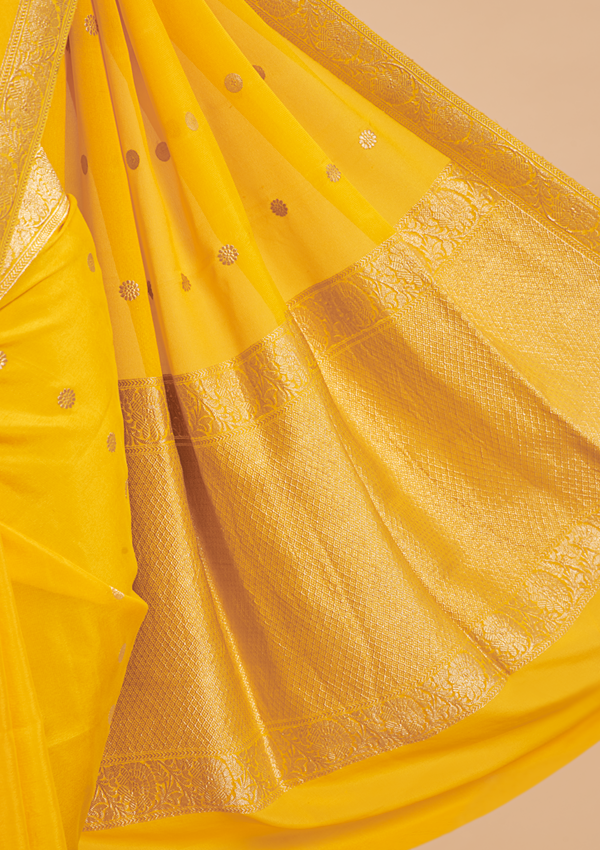 Yellow Butti Saree in Georgette