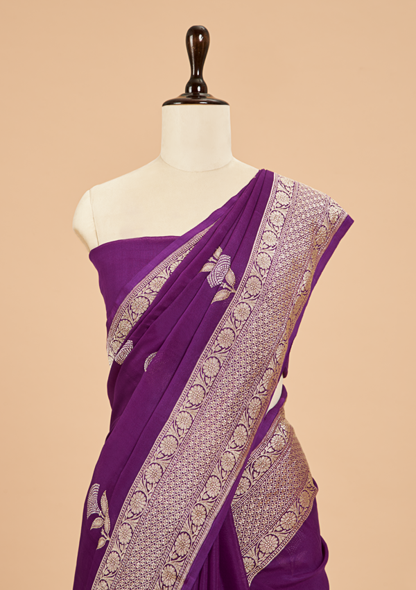 Purple Butta Saree In Georgette