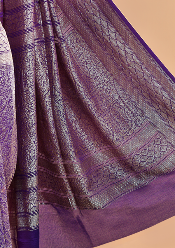 Purple Brocade Saree in Georgette