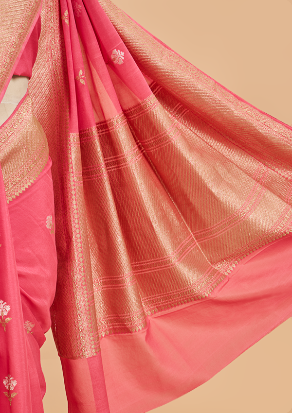Gajar Pink Butta Saree In Georgette