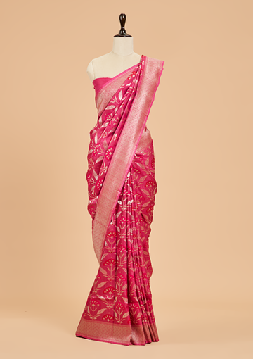 Pink Jaal Saree in Georgette Tussar